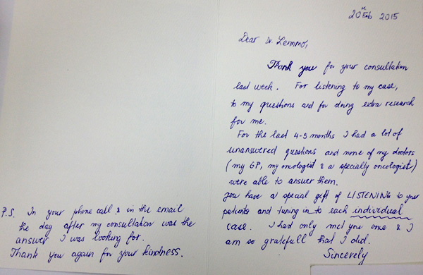 An original handwritten patient card